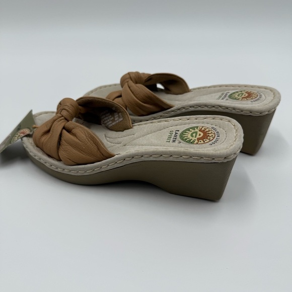 NWT Earth Spirit Women's Liberty Tan Leather Knot Wedge Sandals 8 Gelron 2000 - Picture 5 of 8